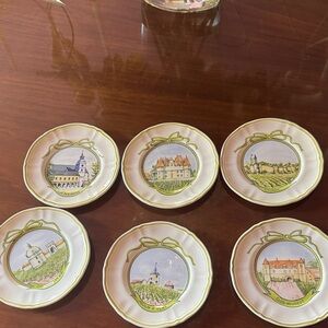 Longchamp Vintage chateau vineyard plates France